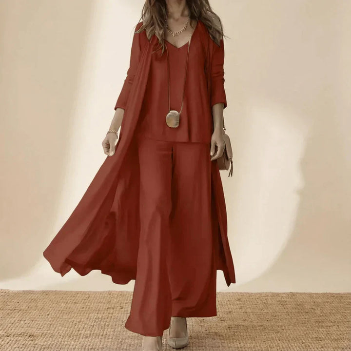 Goldie | Long Sleeve Cami Top Duster and Wide Leg Pants Set