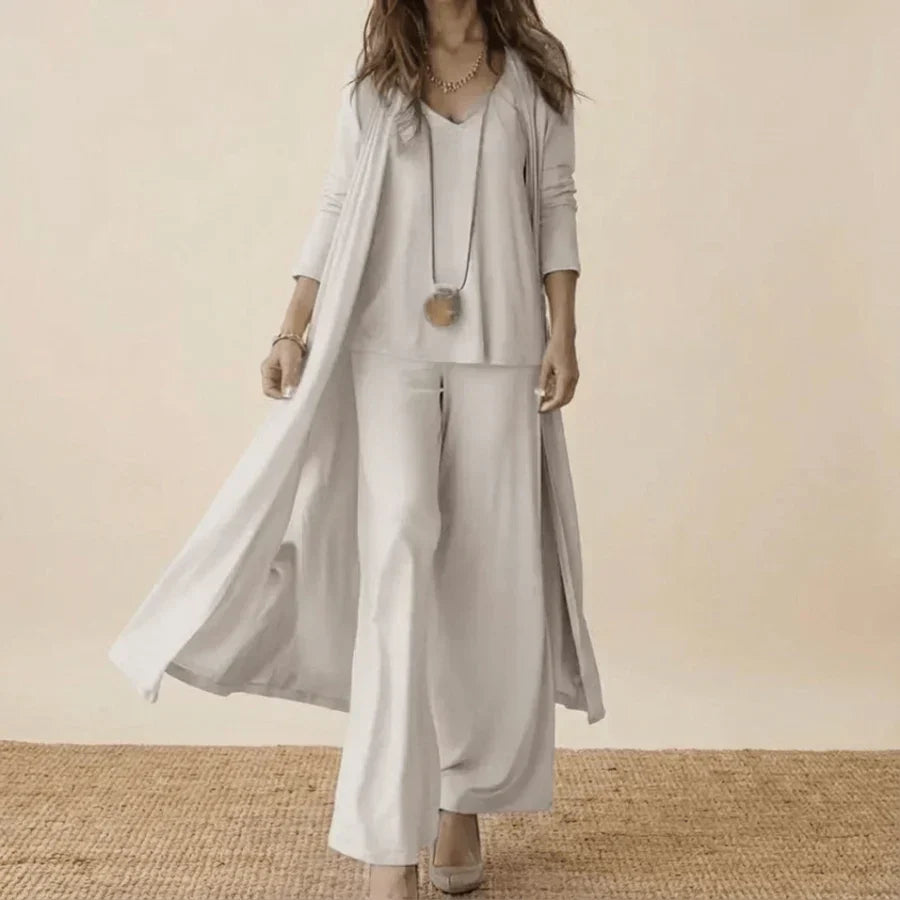 Goldie | Long Sleeve Cami Top Duster and Wide Leg Pants Set
