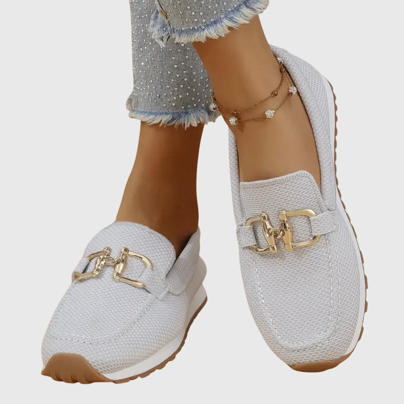 Susie – Orthopedic Loafer Sneakers with Gold Detail