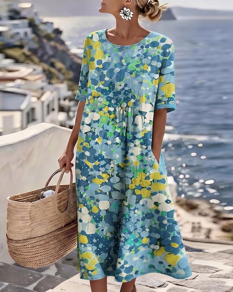 Elena – Floral Abstract Midi Dress