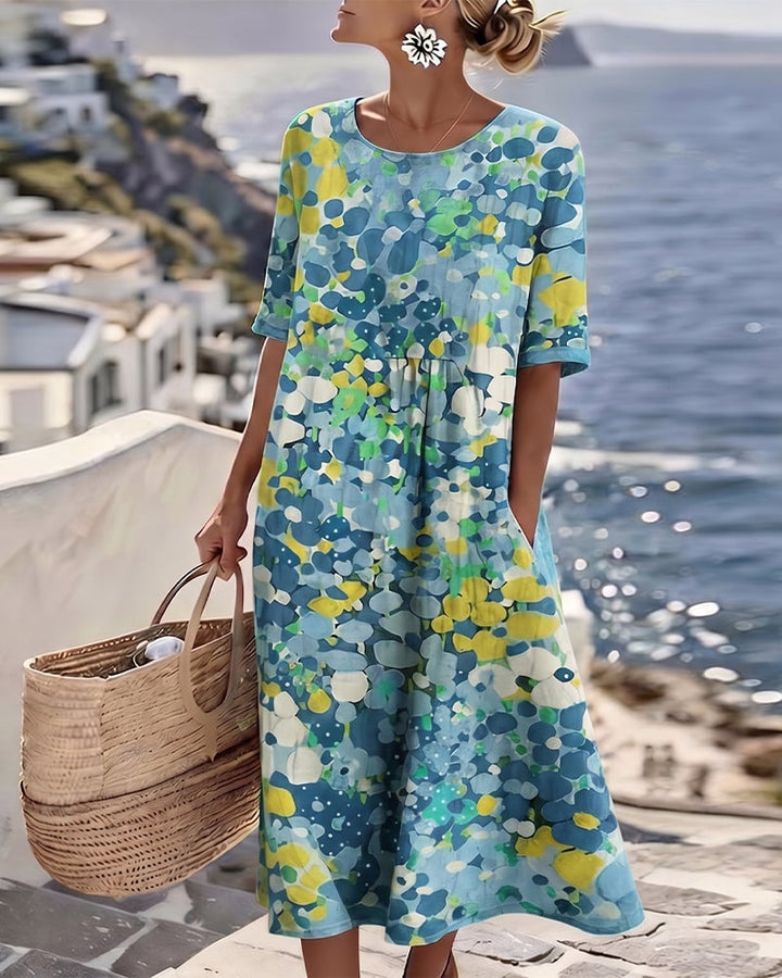 Elena – Floral Abstract Midi Dress