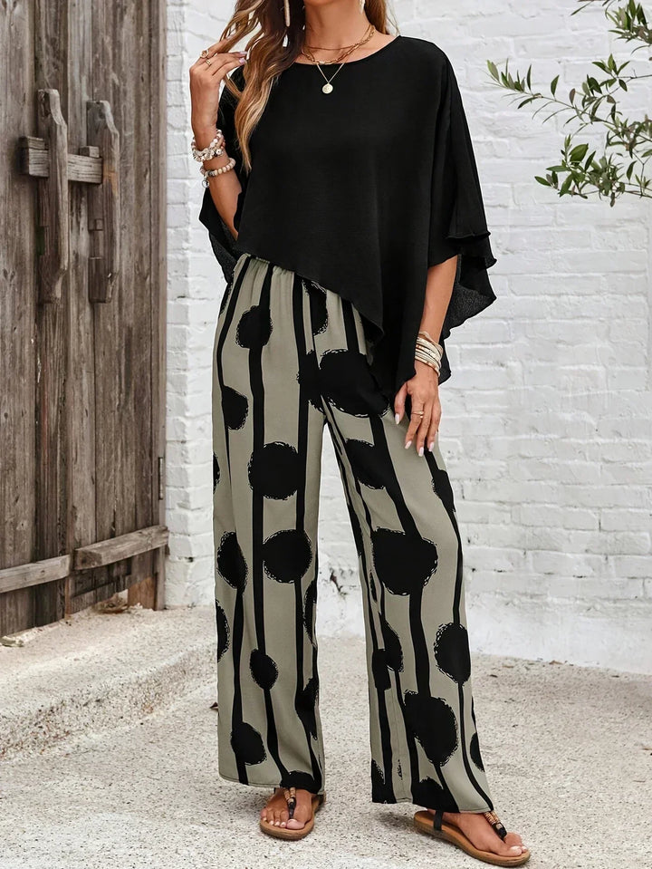 Kalliope – Relaxed Batwing Top and Wide Leg Pants Set