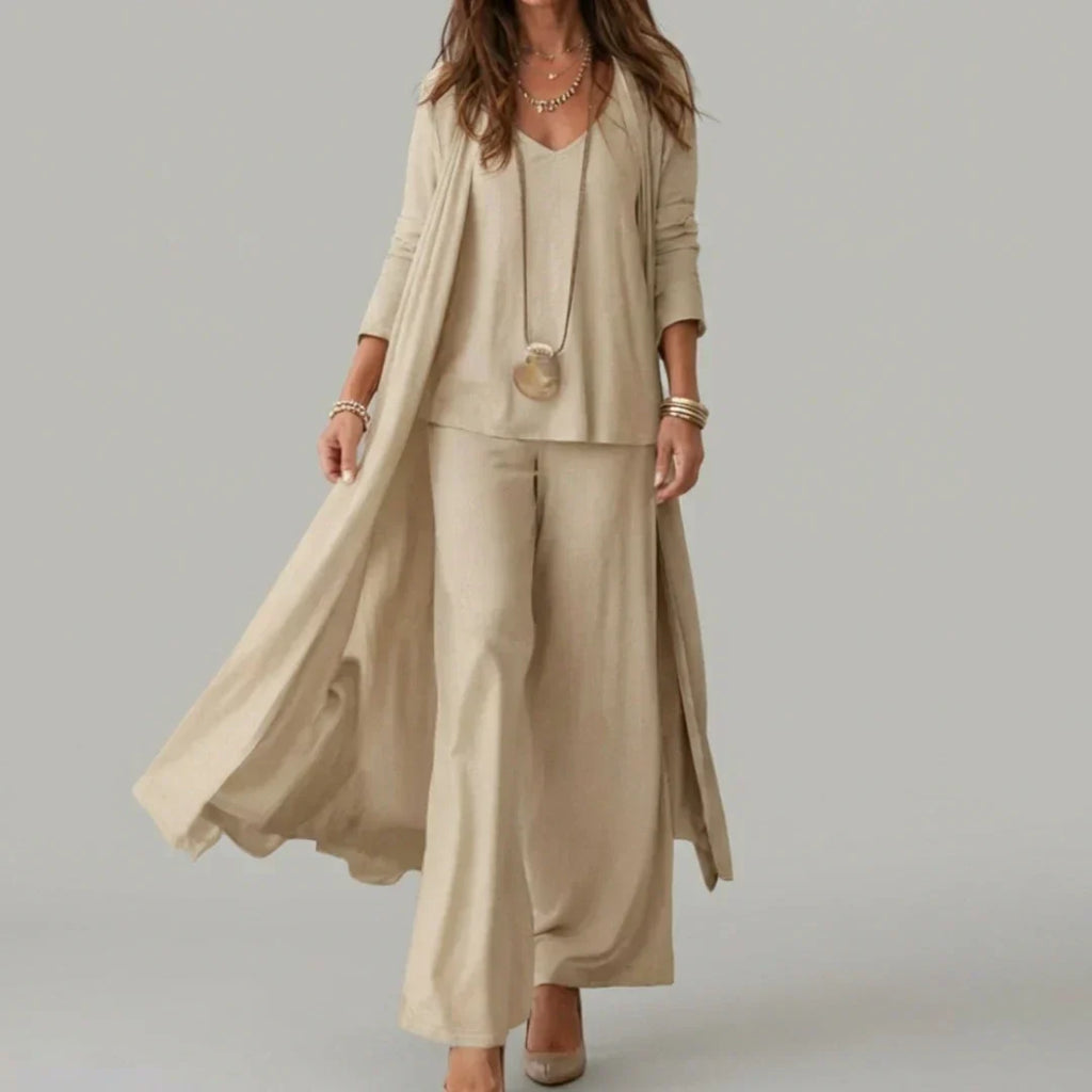 Goldie | Long Sleeve Cami Top Duster and Wide Leg Pants Set