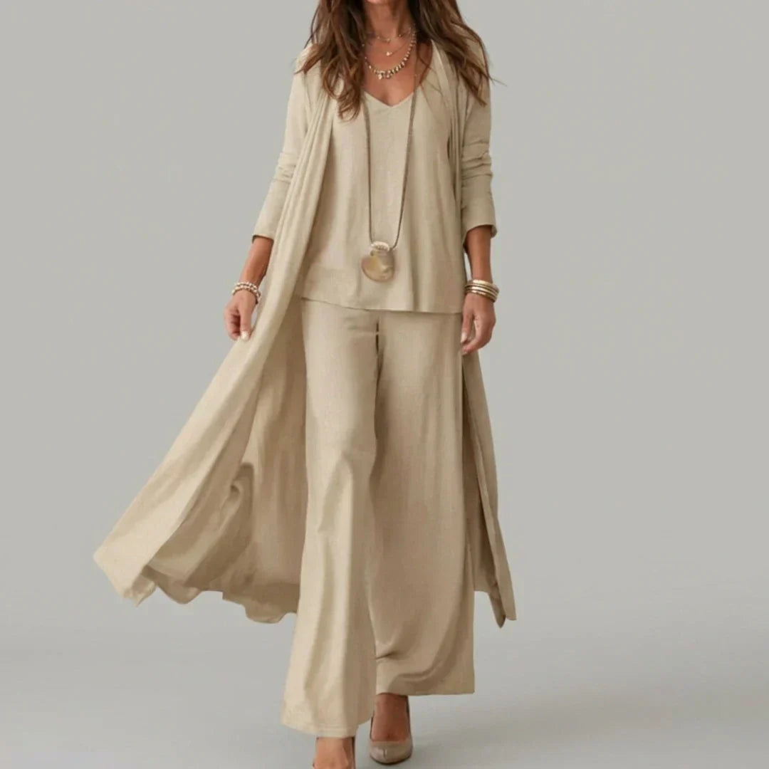 Goldie | Long Sleeve Cami Top Duster and Wide Leg Pants Set