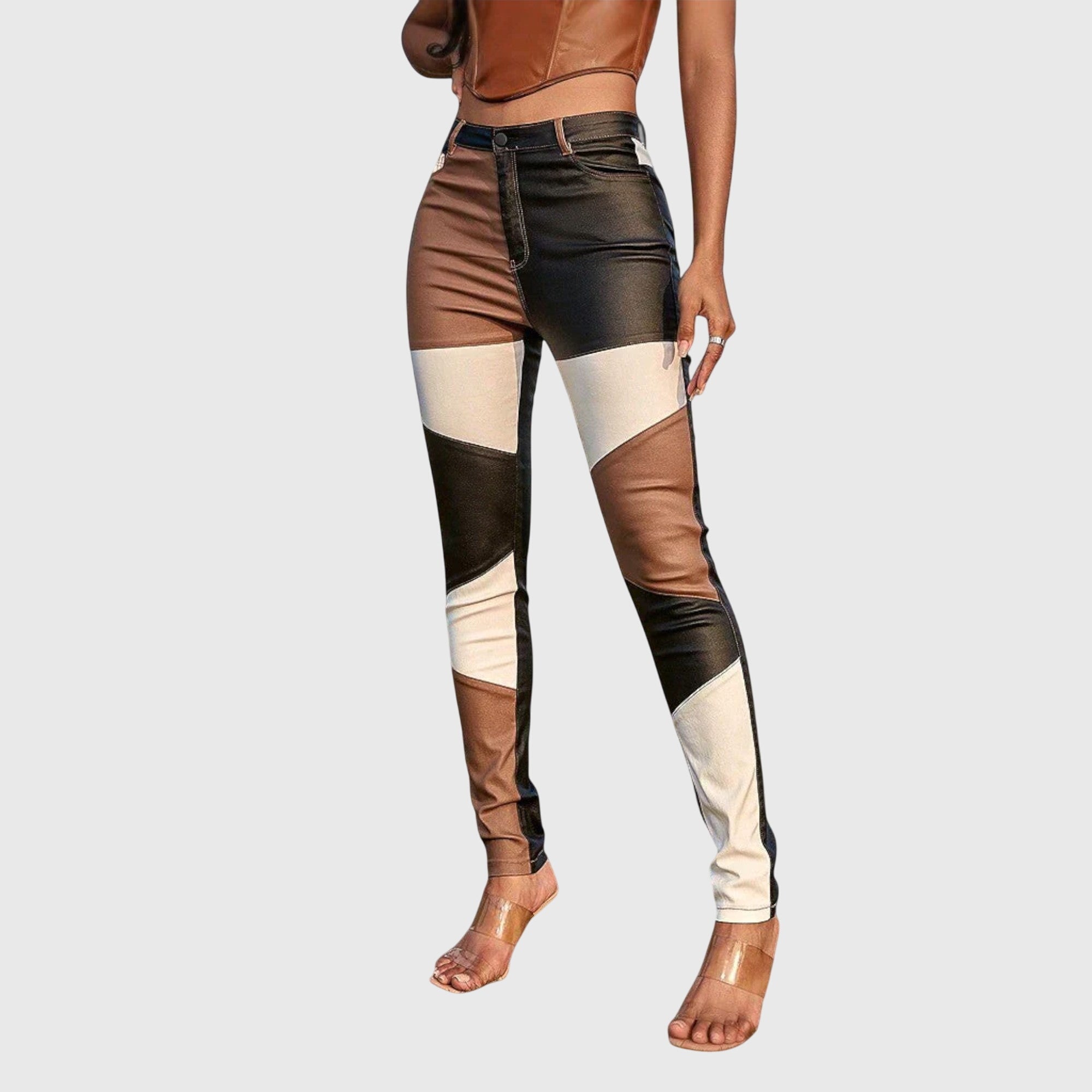 Calliope - Tube Pants with Color Block Pattern