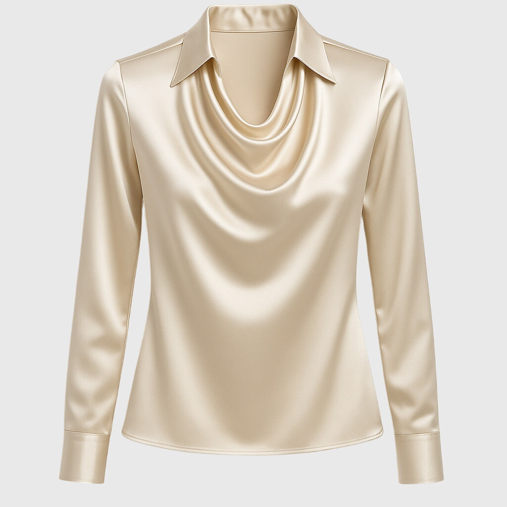 Sophia – Satin Cowl Neck Long Sleeve Blouse