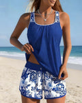 Marie | Printed Tankini Top and Shorts Two-Piece