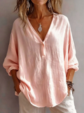 Clara – Relaxed V Neck Linen Blouse