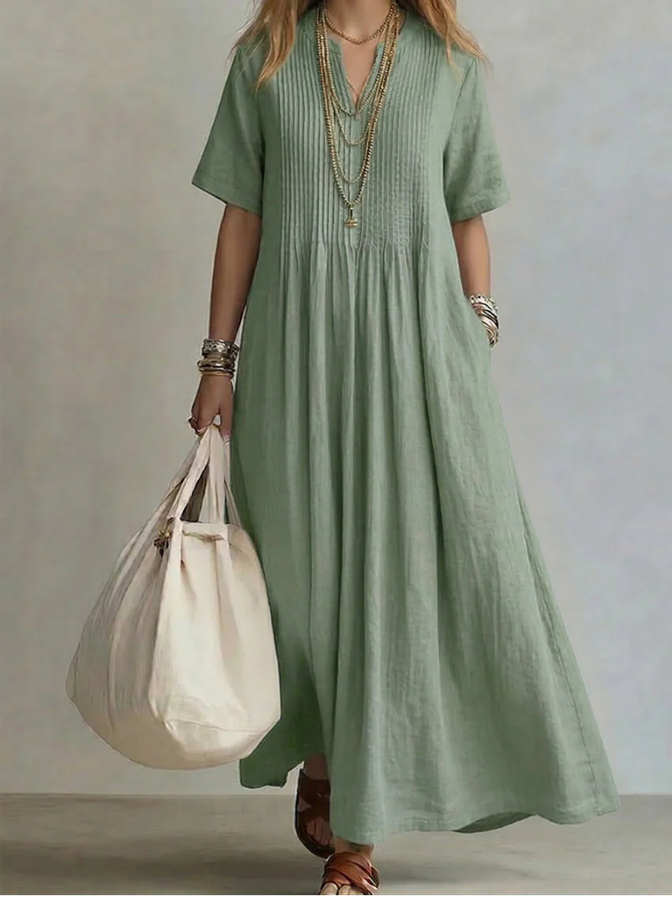 Noor – Flowing Pintuck Pleated Maxi Dress