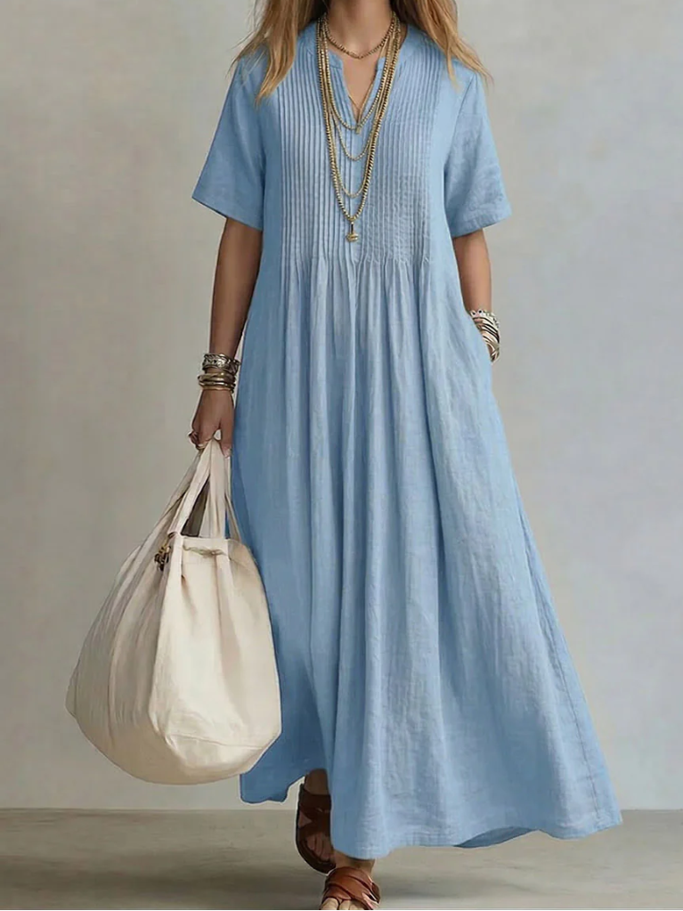 Noor – Flowing Pintuck Pleated Maxi Dress