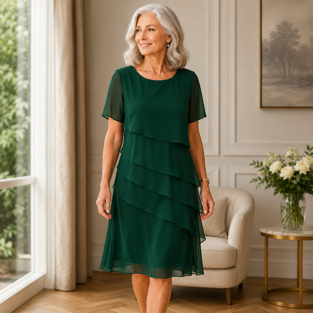Linda – Tiered Chiffon Midi Dress