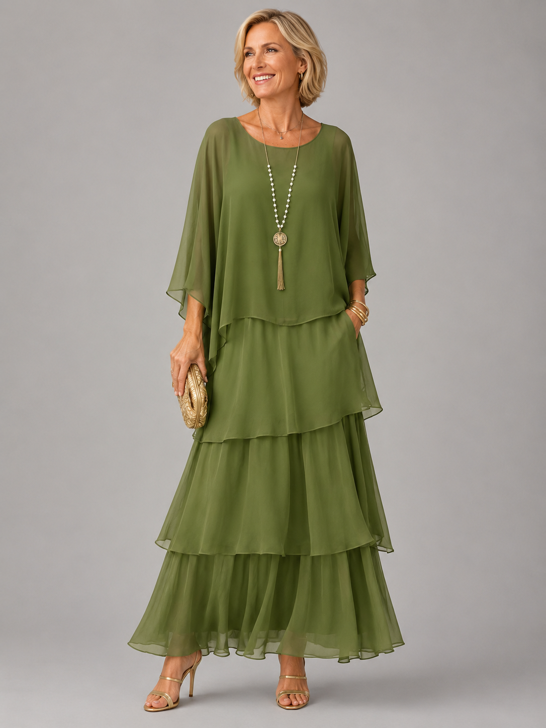 Vivienne – Tiered Chiffon Flowing Maxi Dress