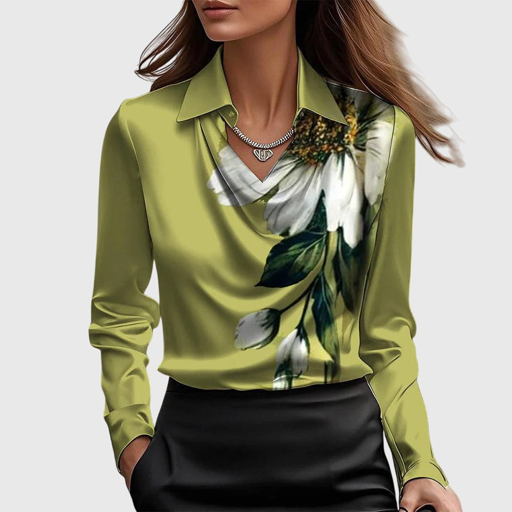 Sophia – Satin Cowl Neck Long Sleeve Blouse