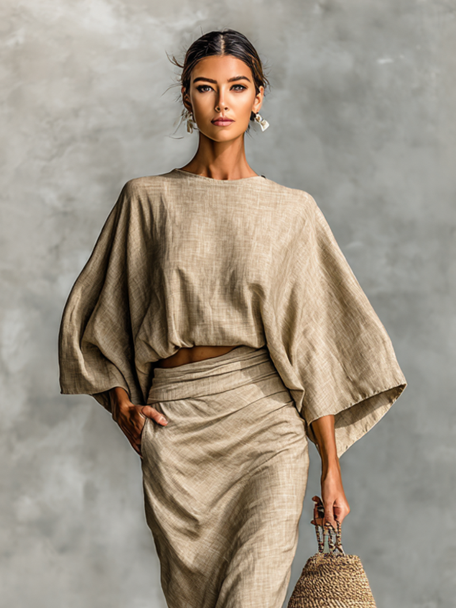Aspen | Batwing Sleeve Top and Maxi Skirt Set