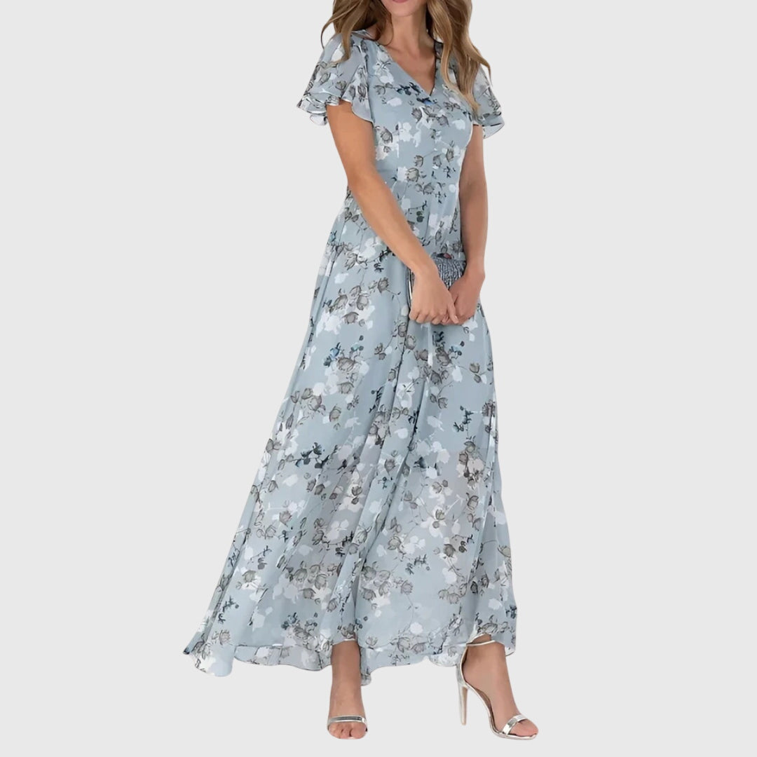 Serena – Floral Maxi Dress with Flutter Sleeves