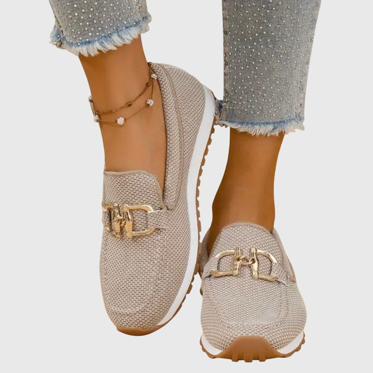 Susie – Orthopedic Loafer Sneakers with Gold Detail