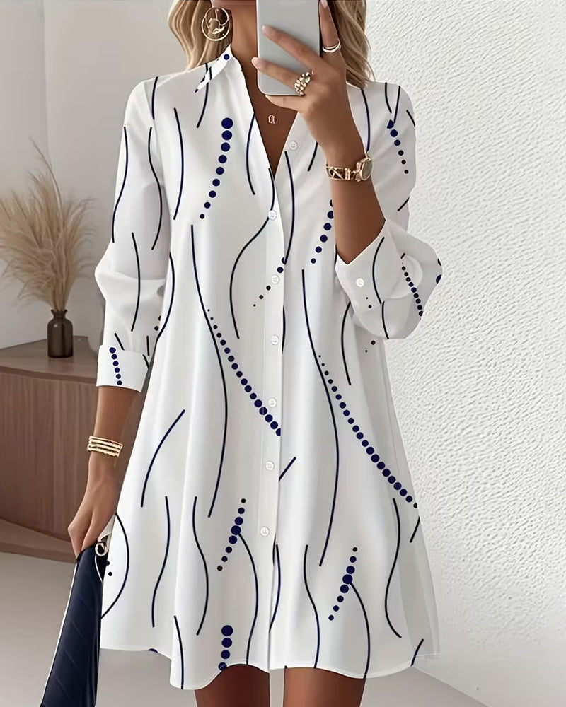Serena – Printed Button-Down Shirt Dress
