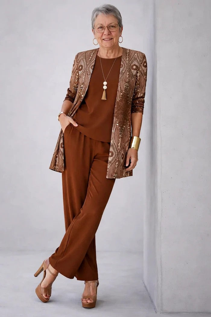 Vivienne – Three Piece Botanical Print Trouser Set