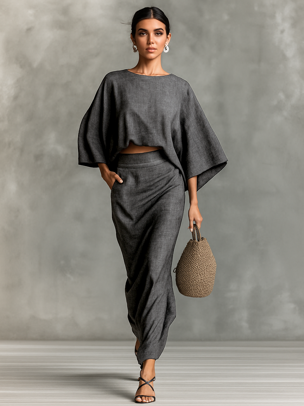 Aspen | Batwing Sleeve Top and Maxi Skirt Set