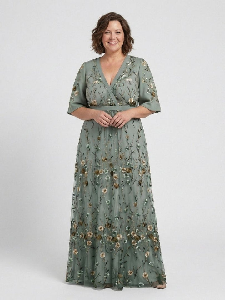 Vivienne – Embroidered Floral Maxi Gown