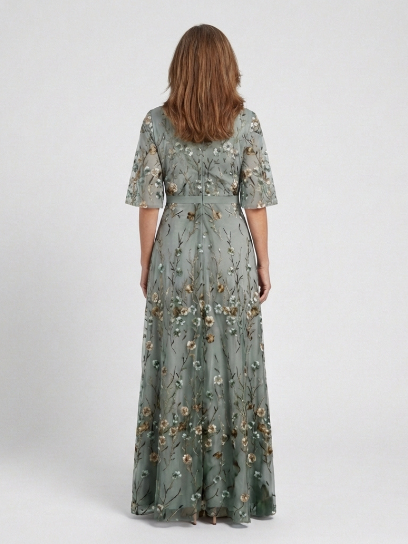 Vivienne – Embroidered Floral Maxi Gown