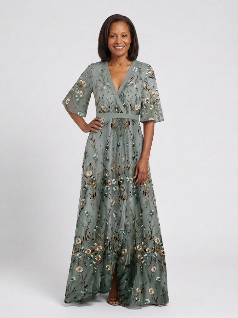 Vivienne – Embroidered Floral Maxi Gown
