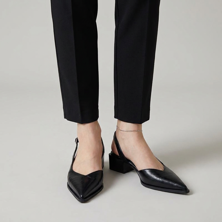 Vera – Pointed Toe Slingback Block Heels