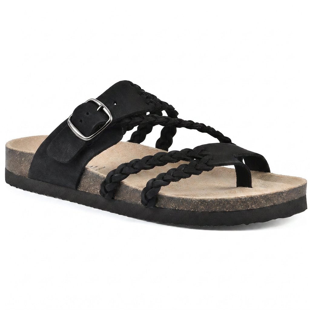 Sienna – Braided Strap Cork Footbed Sandals