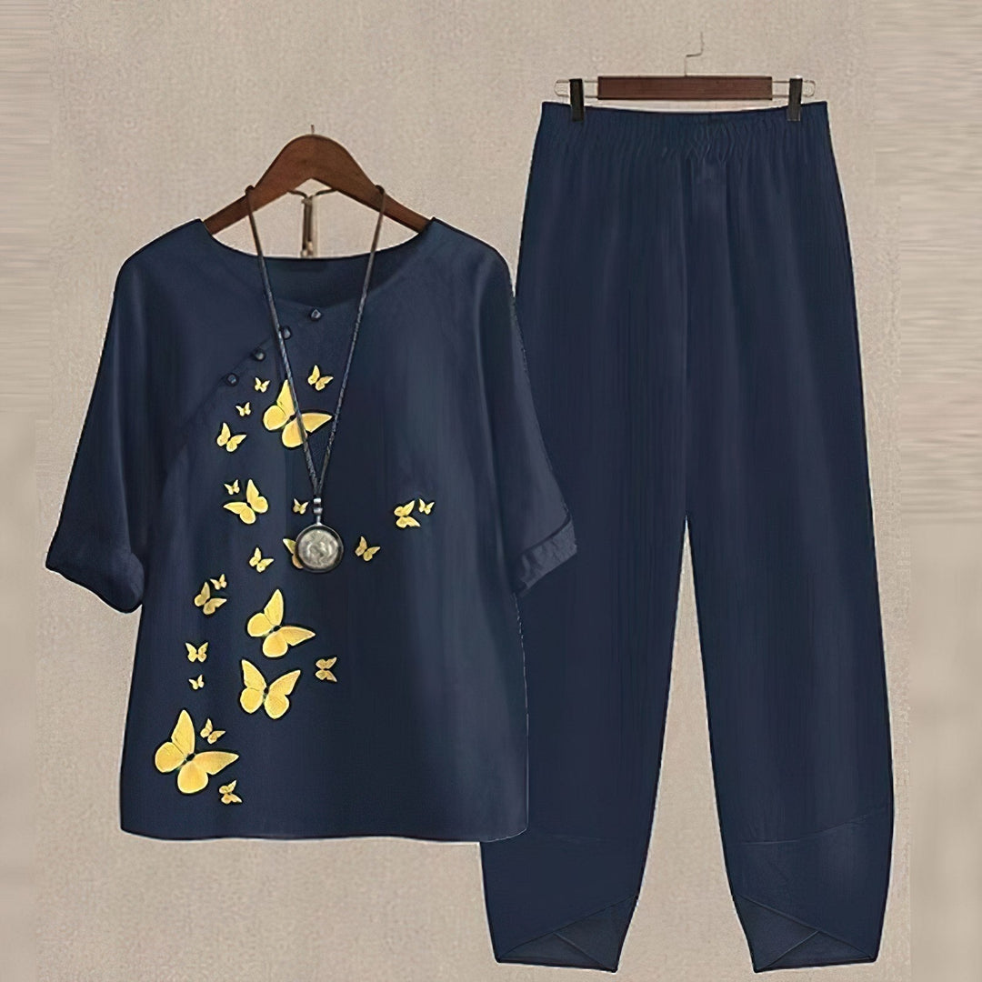 Gwendolyn – Floral Print Shirt and Trouser Set