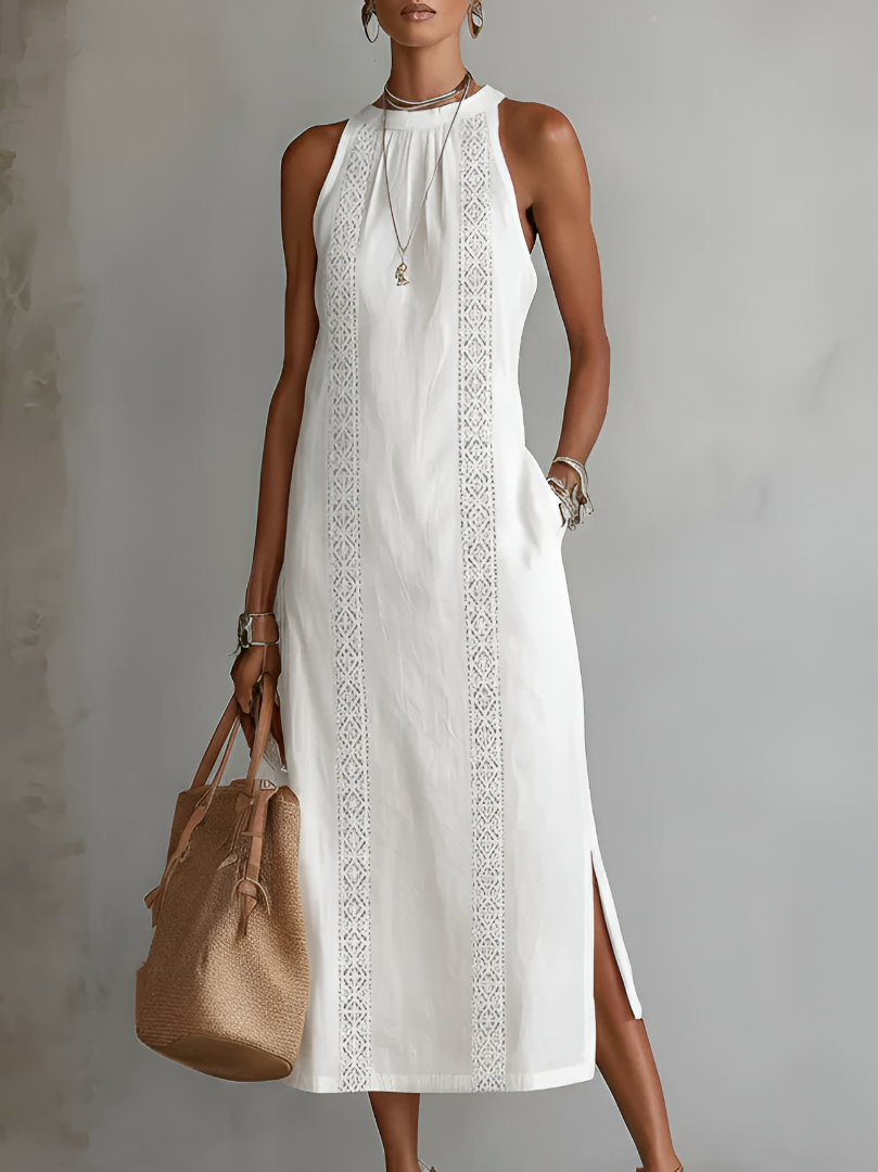 Serena – Lace Trim Sleeveless Midi Dress