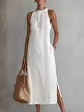 Serena – Lace Trim Sleeveless Midi Dress