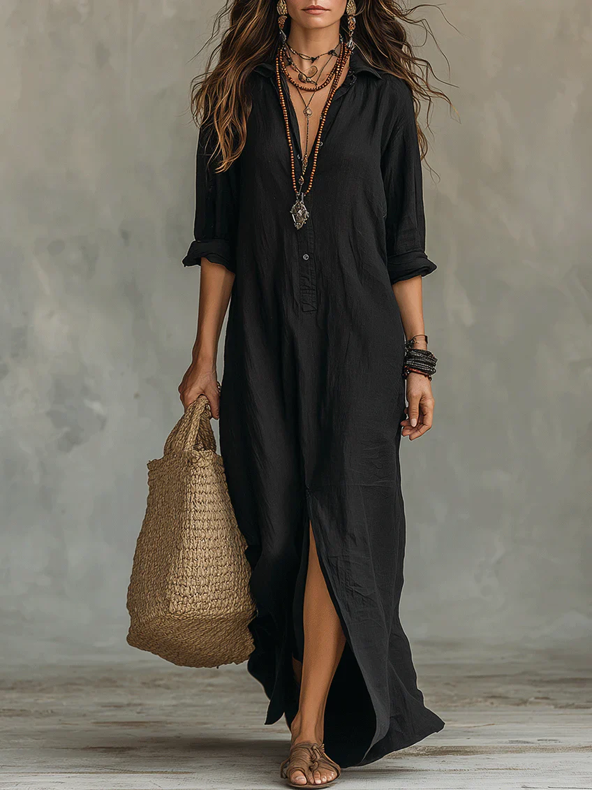 Willow – Relaxed Button-Down Maxi Shirt Dress