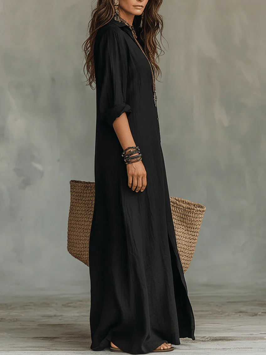 Willow – Relaxed Button-Down Maxi Shirt Dress