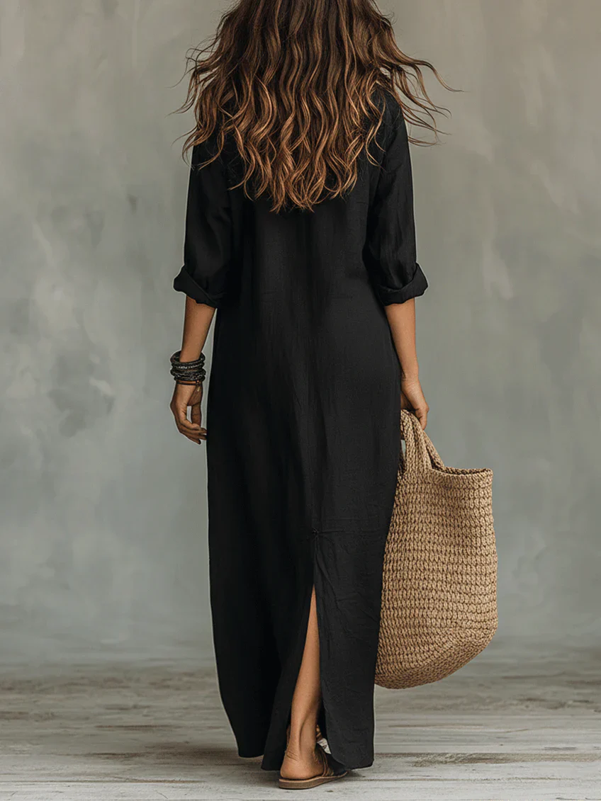 Willow – Relaxed Button-Down Maxi Shirt Dress