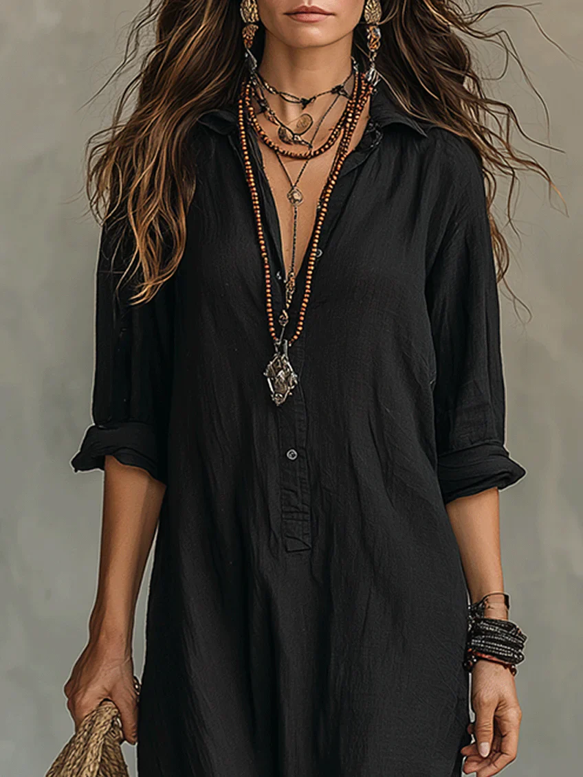 Willow – Relaxed Linen Maxi Shirt Dress
