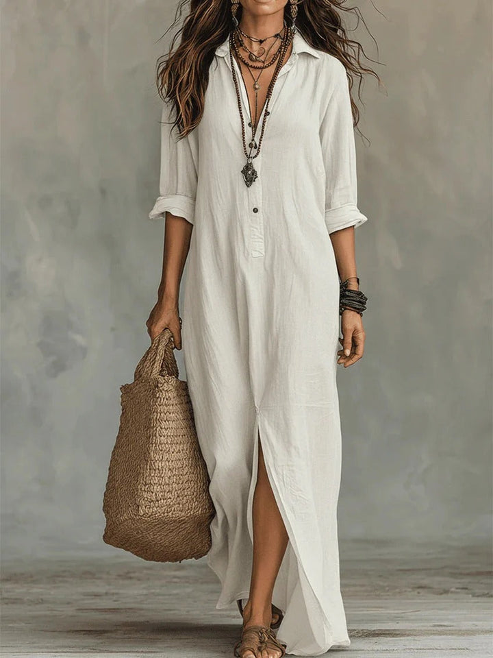 Willow – Relaxed Linen Maxi Shirt Dress