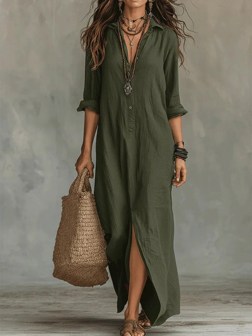Willow – Relaxed Linen Maxi Shirt Dress