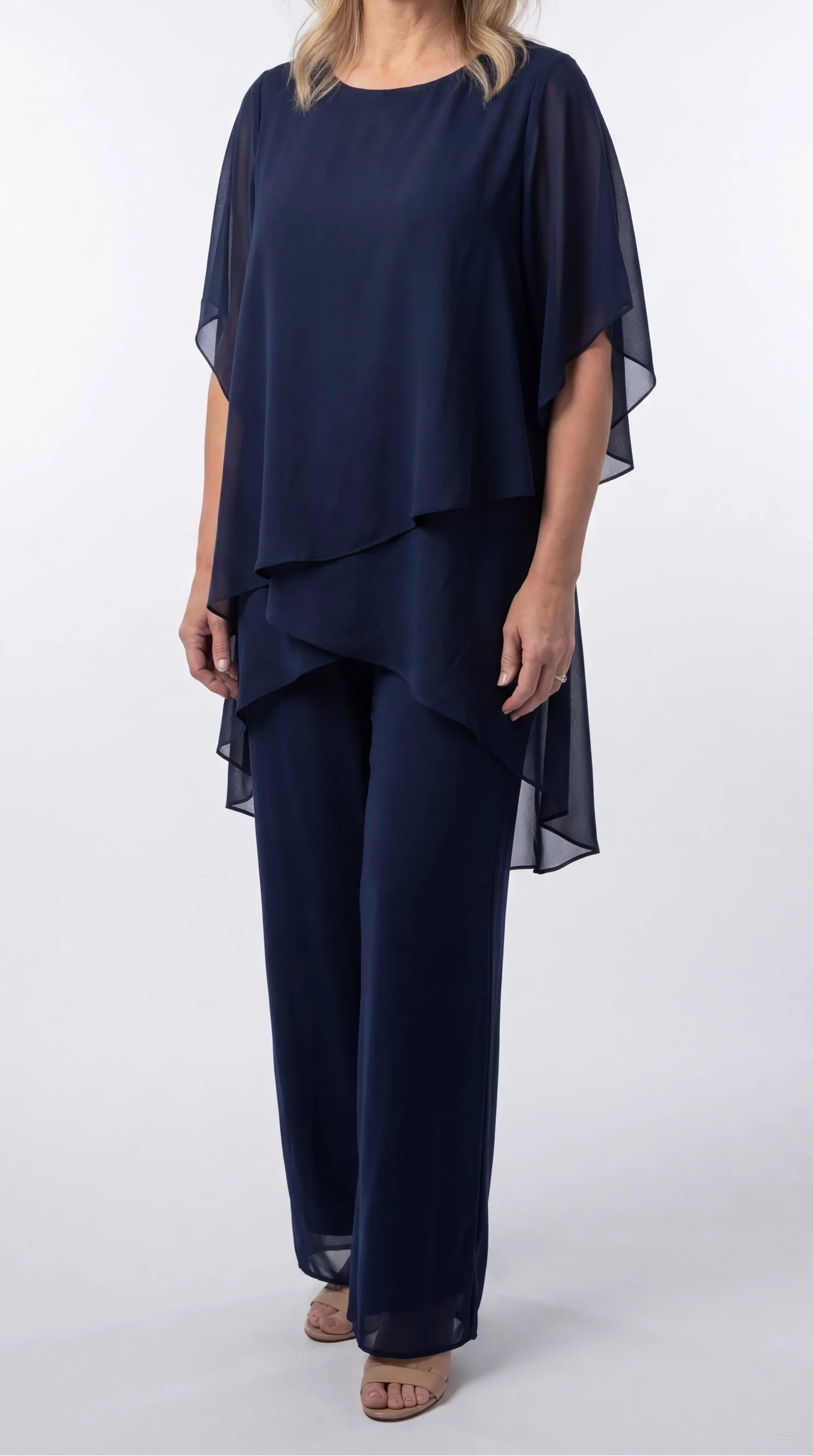 Kiera – Chiffon Cape Two-Piece Palazzo Set