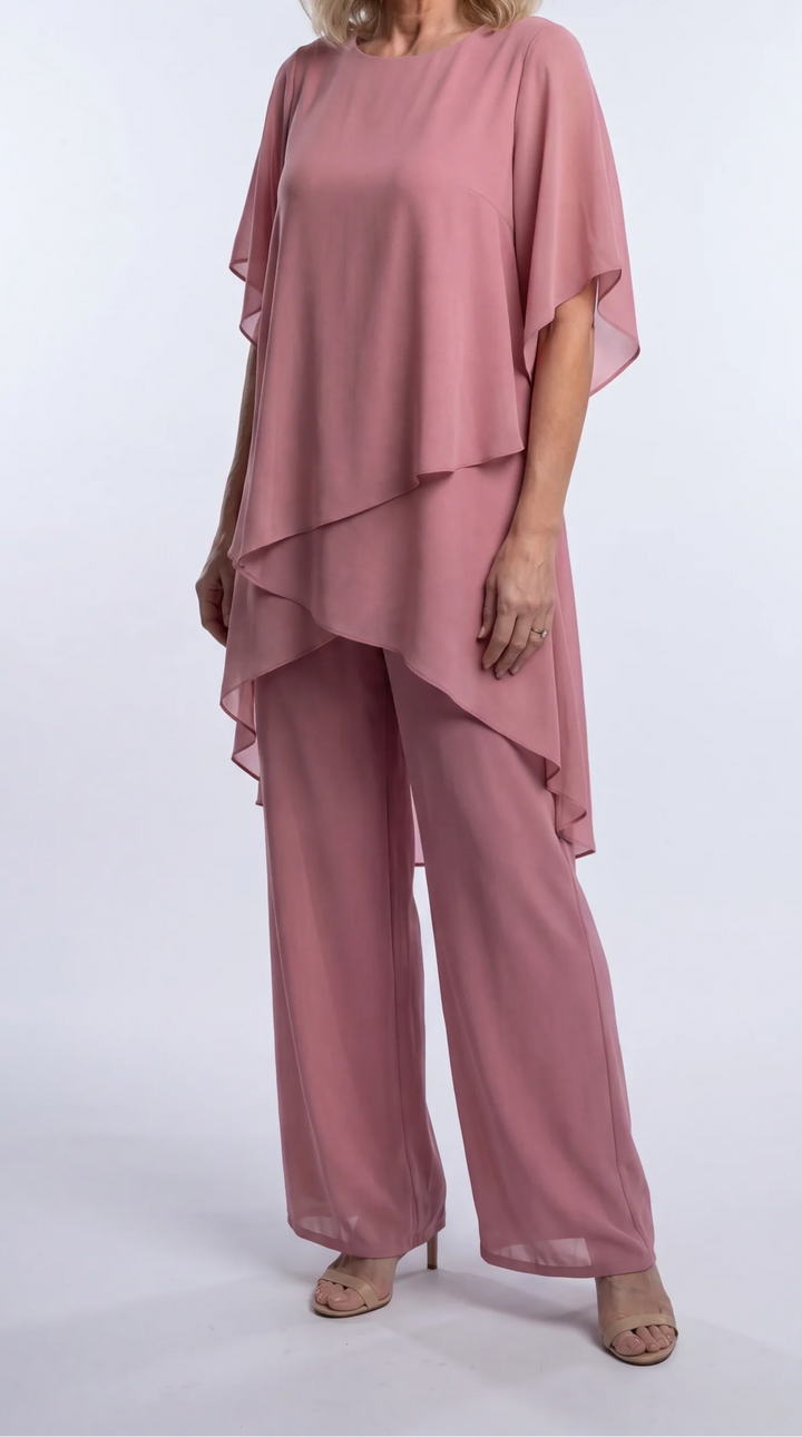 Kiera – Chiffon Cape Two-Piece Palazzo Set