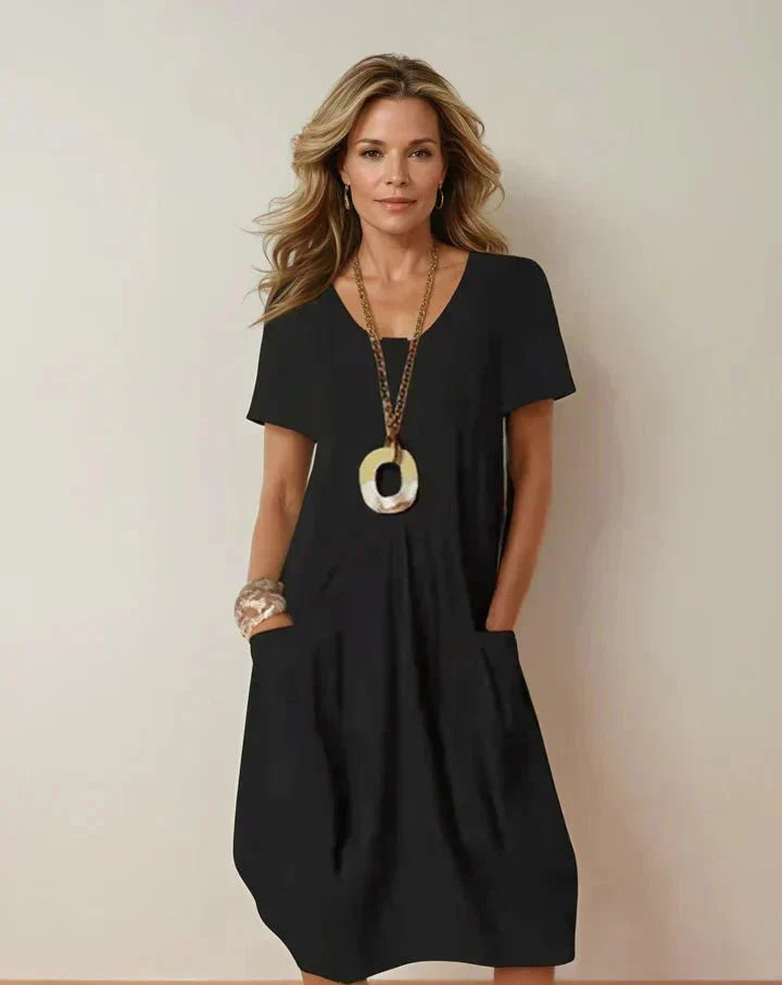 Naomi – Relaxed Casual Midi Dress with Pockets