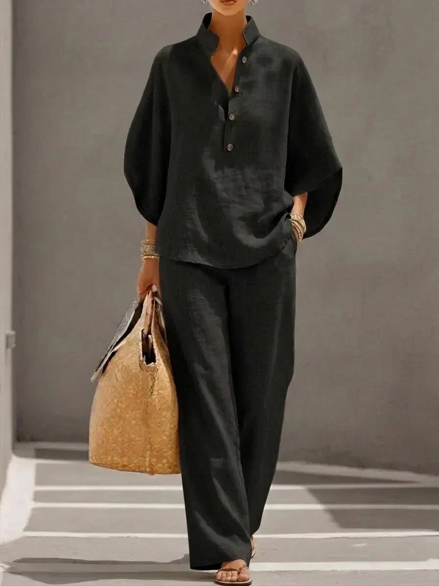 Tatum | Batwing Sleeve Top and Wide Leg Pants Set