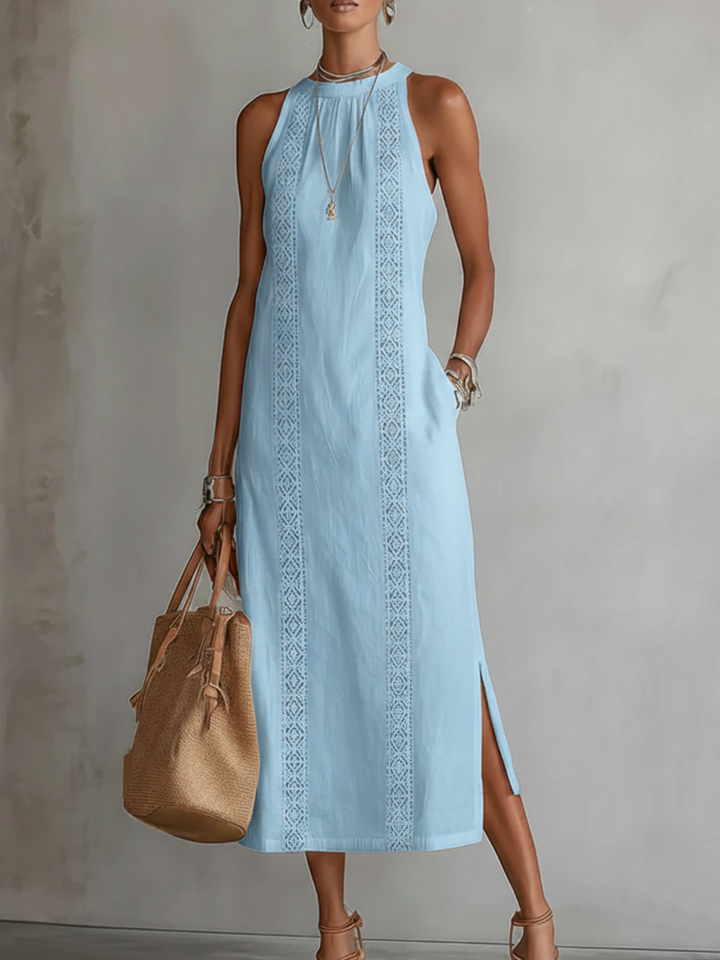Serena – Lace Trim Sleeveless Midi Dress
