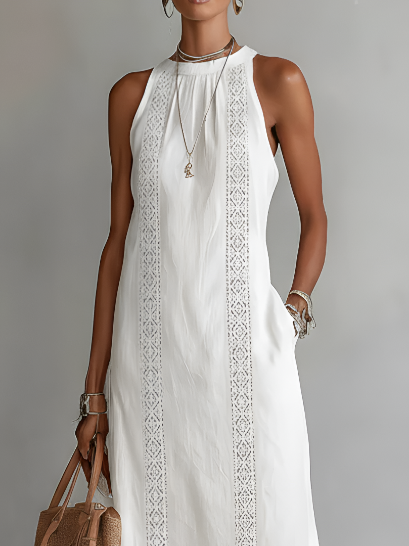 Serena – Lace Trim Sleeveless Midi Dress