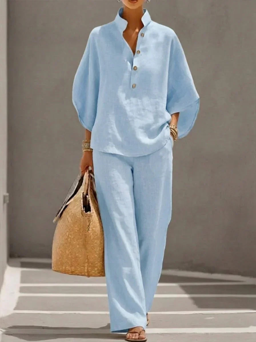 Tatum | Batwing Sleeve Top and Wide Leg Pants Set