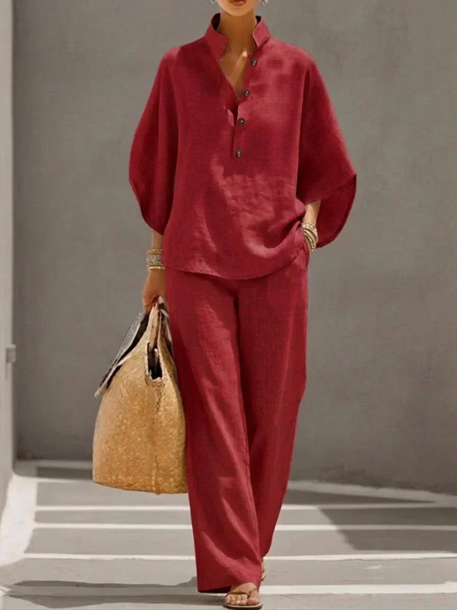 Tatum | Batwing Sleeve Top and Wide Leg Pants Set