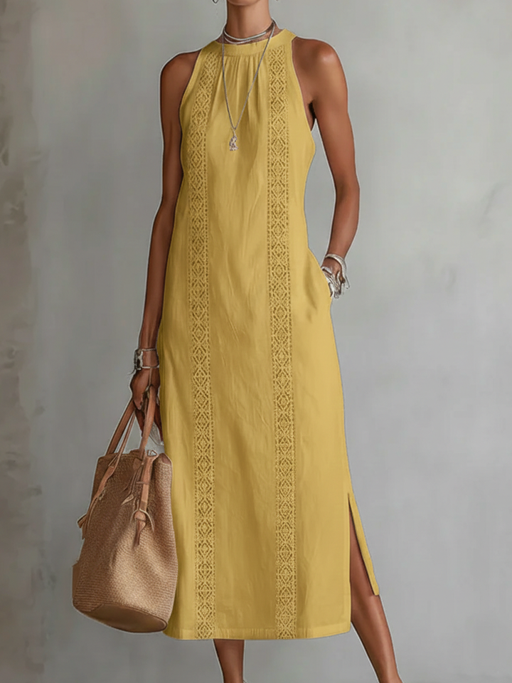 Serena – Lace Trim Sleeveless Midi Dress