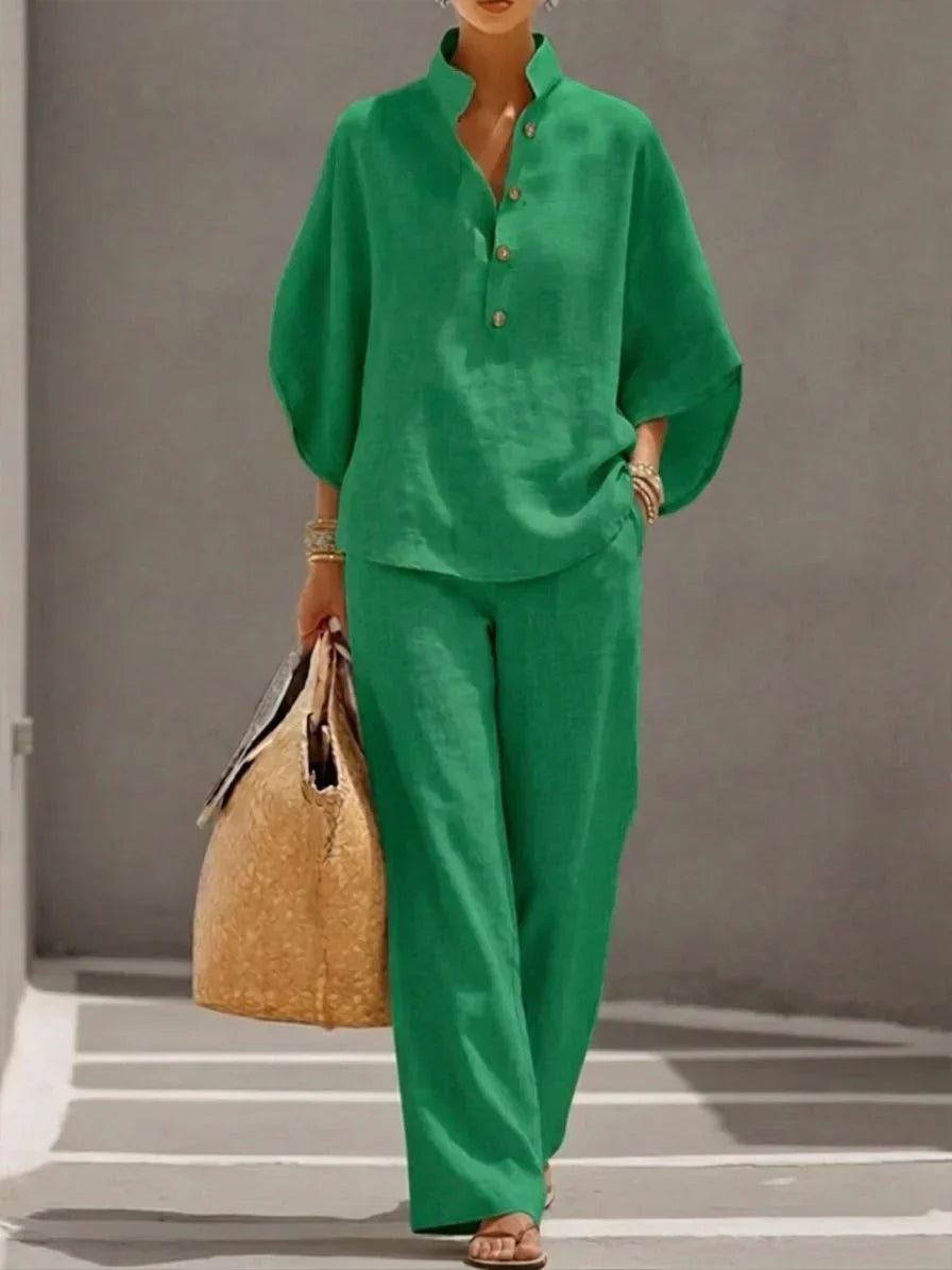 Tatum | Batwing Sleeve Top and Wide Leg Pants Set