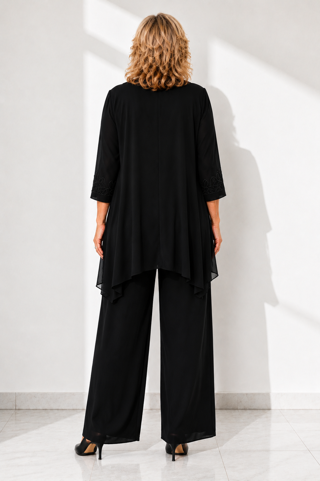Elise – Elegant Three-Piece Chiffon Pantsuit