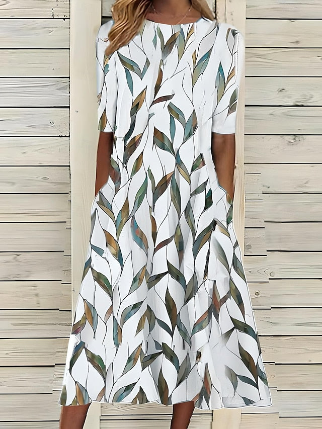 Annie – Botanical Print Midi Dress