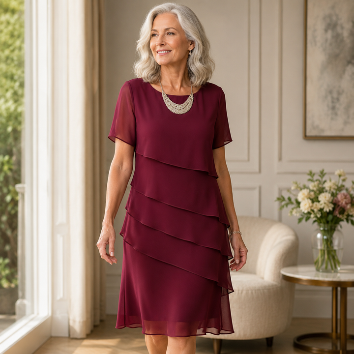 Linda – Tiered Chiffon Midi Dress